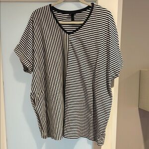 Black and White Striped Women's Top